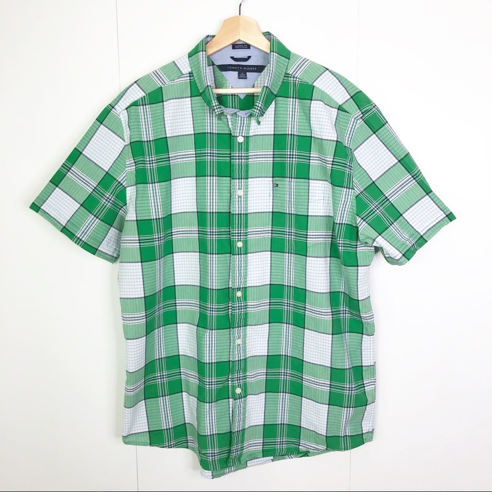 TOMMY HILFIGER Men's Short Sleeve Button Shirt XL